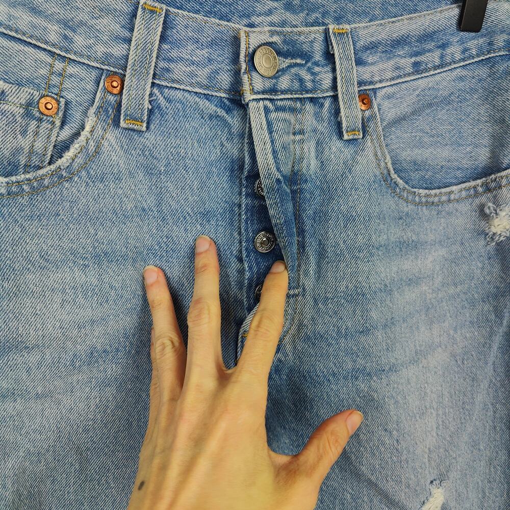 Levis 501‎ Jeans Womens 27 Ojai Ring Straight Leg Button Fly Knee Rips - Picture 3 of 10